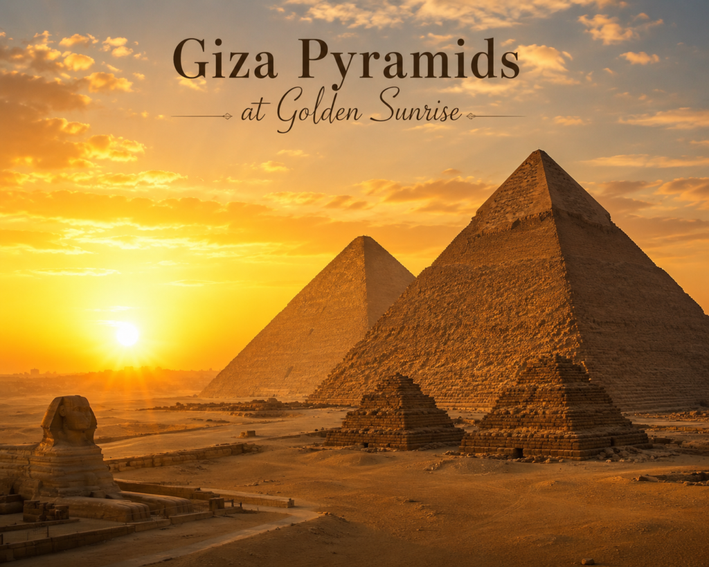 Giza Pyramids at Golden Sunrise