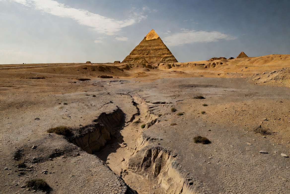Ancient Nile paleochannel beside the Giza Plateau